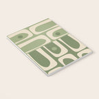 Mid Century Modern Piquet Multi Geometric Pattern in Mossy Sage Olive Green and Beige Notebook Gallery Image 3