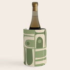 Mid Century Modern Piquet Multi Geometric Pattern in Mossy Sage Olive Green and Beige Wine Chiller Gallery Image 1