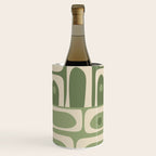 Mid Century Modern Piquet Multi Geometric Pattern in Mossy Sage Olive Green and Beige Wine Chiller Gallery Image 3