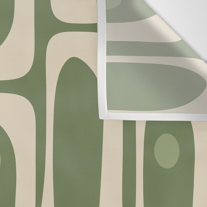 Mid Century Modern Piquet Multi Geometric Pattern in Mossy Sage Olive Green and Beige Wall Tapestry Gallery Image 3