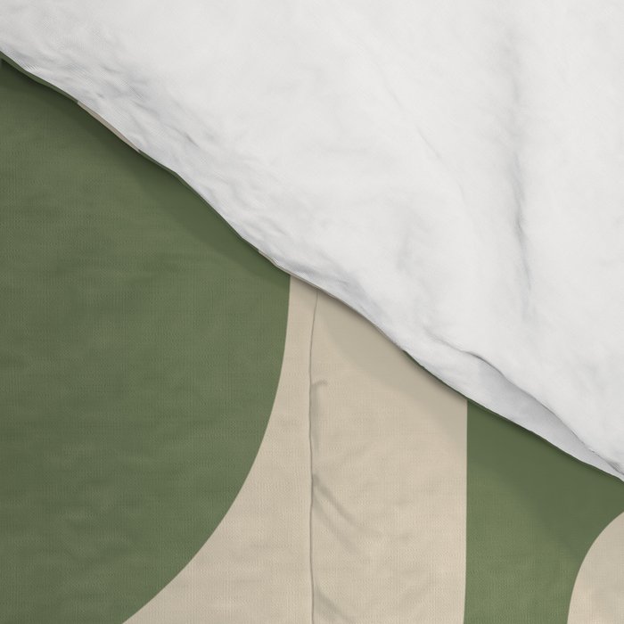 Mid Century Modern Piquet Multi Geometric Pattern in Mossy Sage Olive Green and Beige Comforter Gallery Image 4