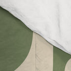Mid Century Modern Piquet Multi Geometric Pattern in Mossy Sage Olive Green and Beige Comforter Gallery Image 4