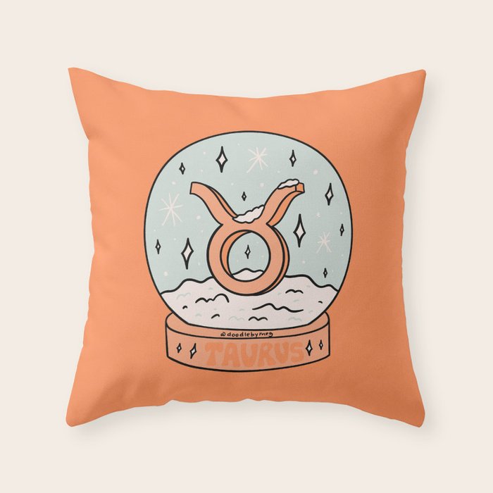 Taurus Snow Globe Throw Pillow Gallery Image 1