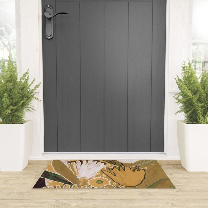 Magic Wildflowers / Yellow & Green Welcome Mat Gallery Image 3