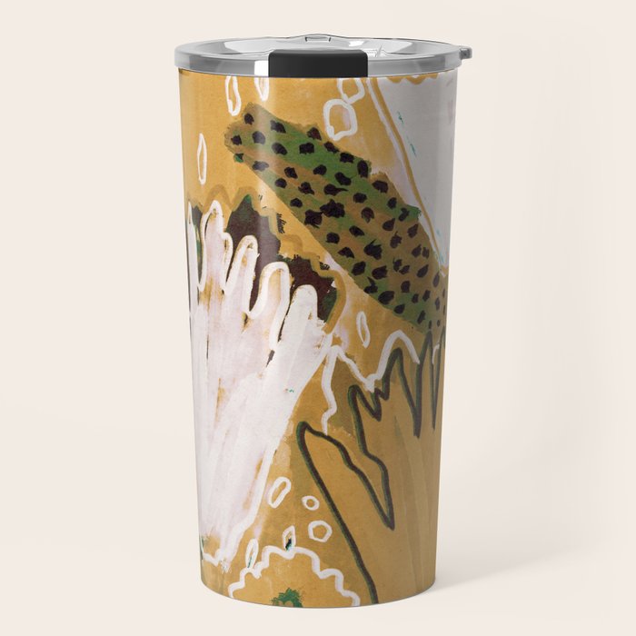 Magic Wildflowers / Yellow & Green Travel Mug Gallery Image 1