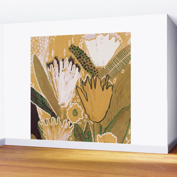 Magic Wildflowers / Yellow & Green Wall Mural Gallery Image 2