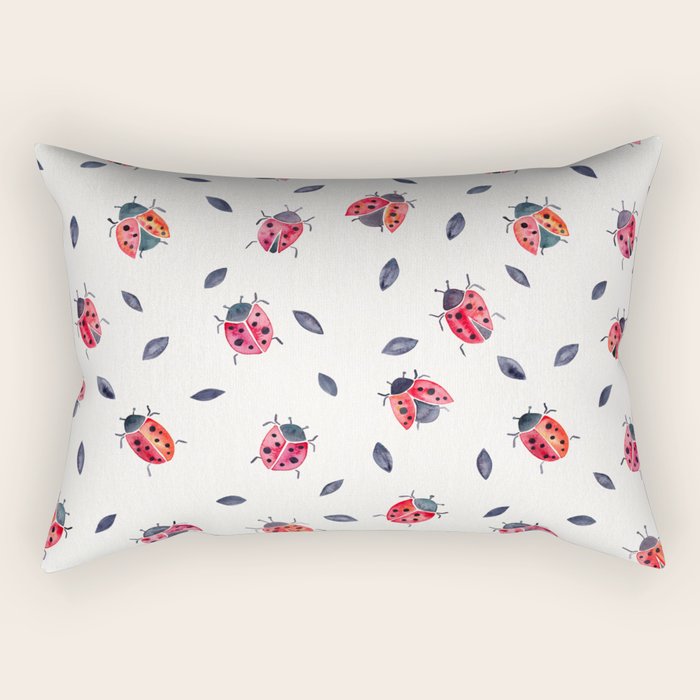 Lucky Ladybugs & Black Leaves Rectangular Pillow Gallery Image 1