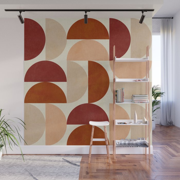abstract retro shapes earthy 6 Wall Mural Gallery Image 1