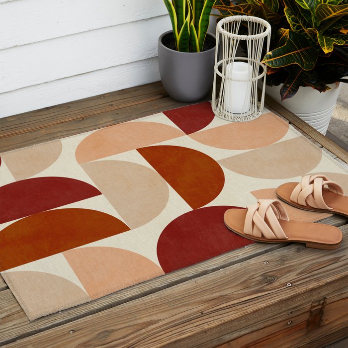 abstract retro shapes earthy 6 Outdoor Rug Gallery Image 2