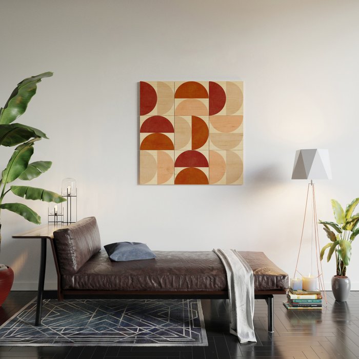 abstract retro shapes earthy 6 Wood Wall Art Gallery Image 2