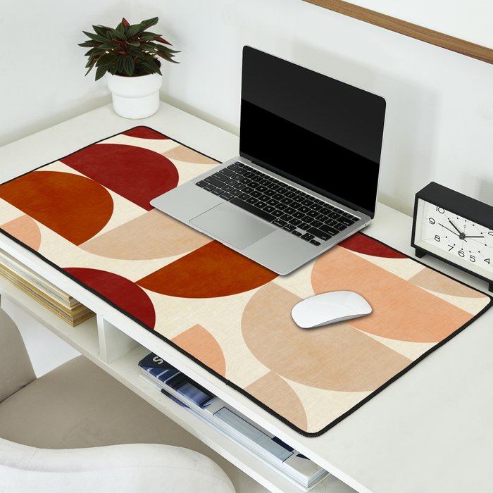 abstract retro shapes earthy 6 Desk Mat Gallery Image 2