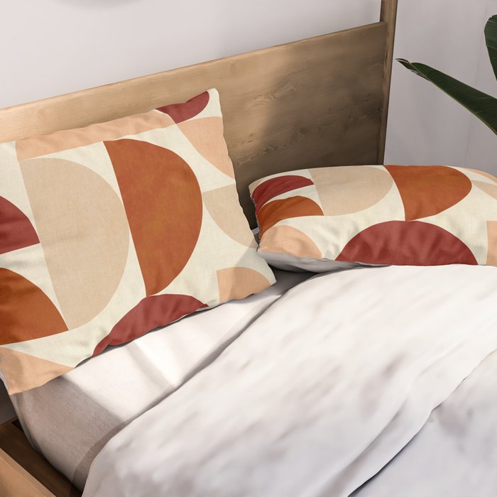abstract retro shapes earthy 6 Pillow Sham Gallery Image 2