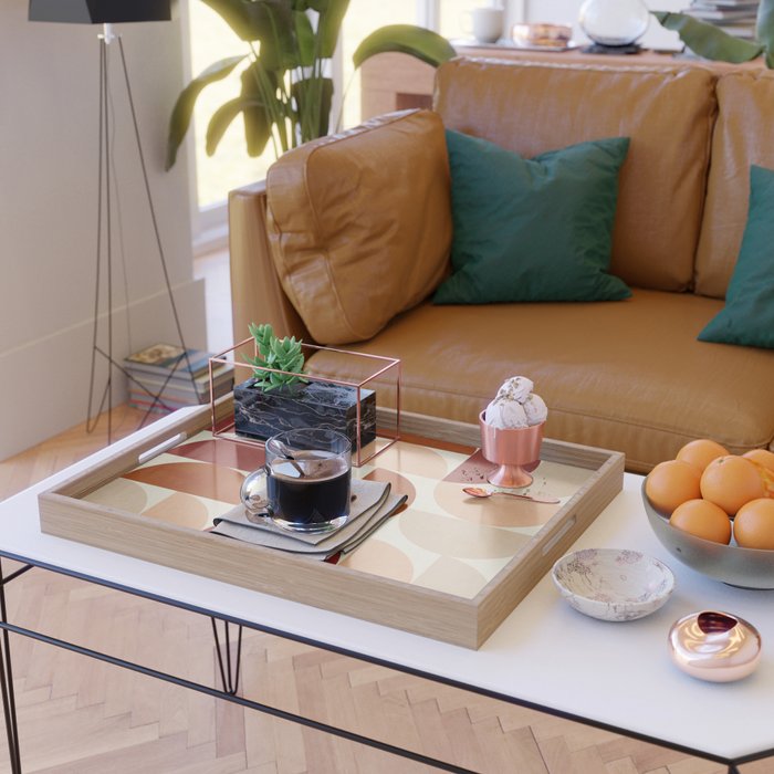 abstract retro shapes earthy 6 Serving Tray Gallery Image 2