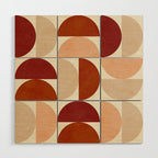 abstract retro shapes earthy 6 Wood Wall Art Gallery Image 1