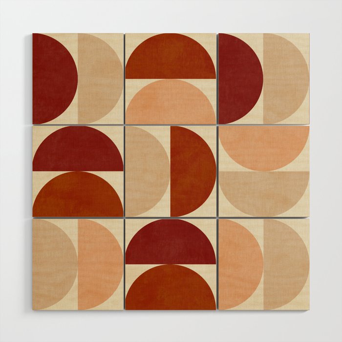abstract retro shapes earthy 6 Wood Wall Art Gallery Image 1