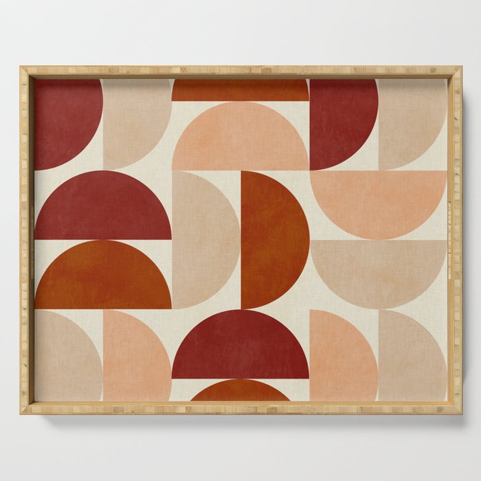 abstract retro shapes earthy 6 Serving Tray Gallery Image 1