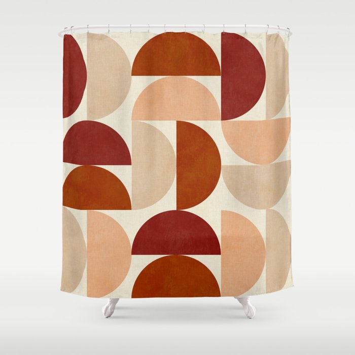 abstract retro shapes earthy 6 Shower Curtain Gallery Image 1