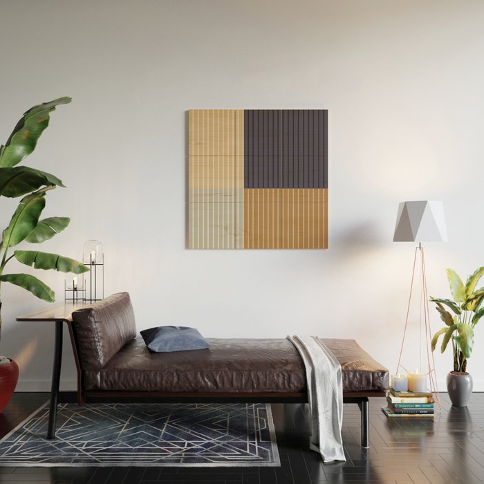 Color Block Line Abstract LIV Neutral Nautical Wood Wall Art Gallery Image 2
