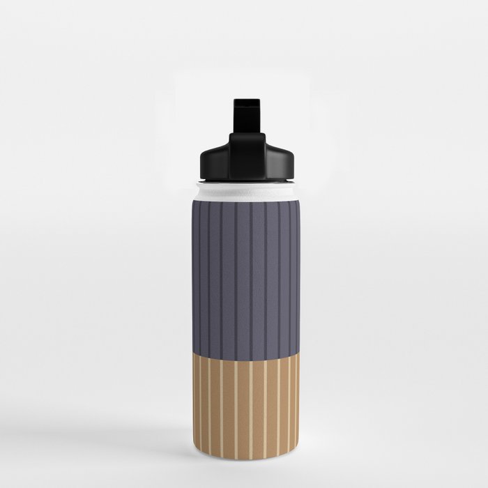Color Block Line Abstract LIV Neutral Nautical Water Bottle Gallery Image 2