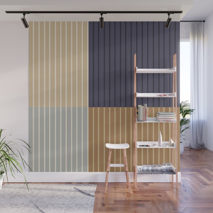 Color Block Line Abstract LIV Neutral Nautical Wall Mural Gallery Image 1