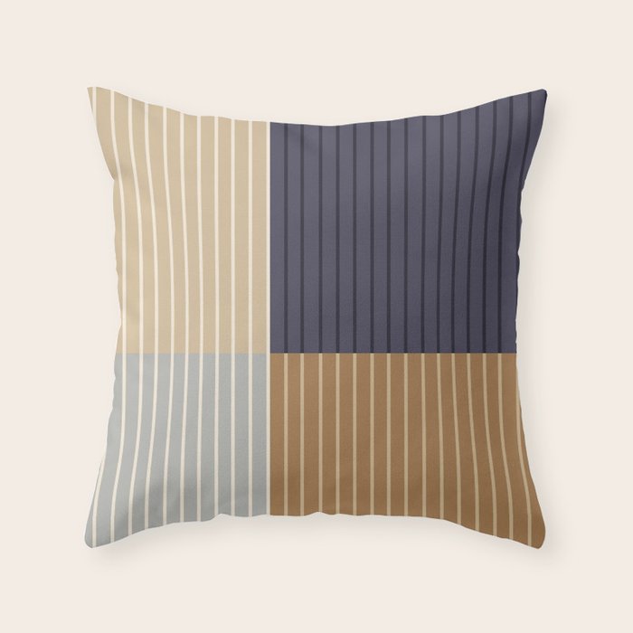 Color Block Line Abstract LIV Neutral Nautical Throw Pillow Gallery Image 1
