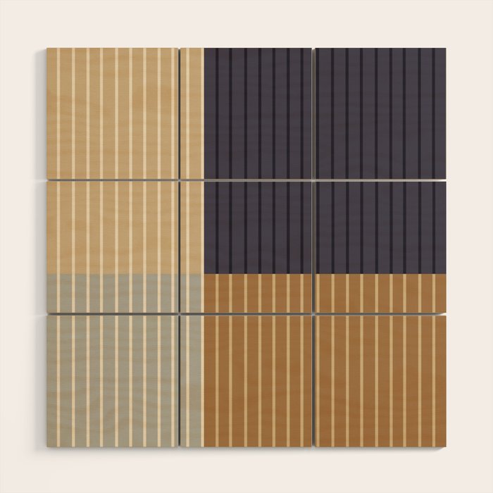 Color Block Line Abstract LIV Neutral Nautical Wood Wall Art Gallery Image 1