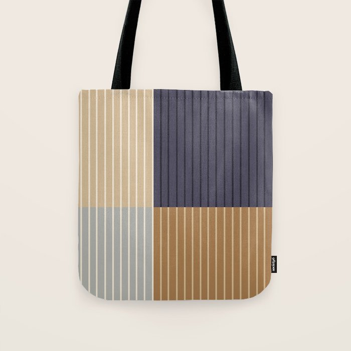 Color Block Line Abstract LIV Neutral Nautical Tote Bag Gallery Image 1