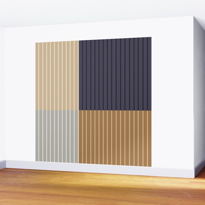 Color Block Line Abstract LIV Neutral Nautical Wall Mural Gallery Image 2