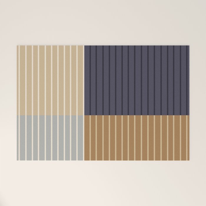 Color Block Line Abstract LIV Neutral Nautical Welcome Mat Gallery Image 1