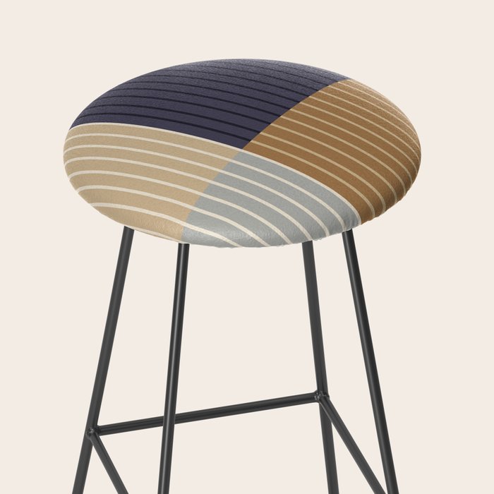 Color Block Line Abstract LIV Neutral Nautical Stool Gallery Image 2