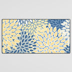 Modern, Flowers Print, Yellow, Blue and White Desk Mat Gallery Image 3