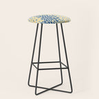 Modern, Flowers Print, Yellow, Blue and White Stool Gallery Image 1