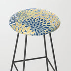 Modern, Flowers Print, Yellow, Blue and White Stool Gallery Image 2