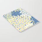 Modern, Flowers Print, Yellow, Blue and White Notebook Gallery Image 2