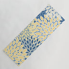 Modern, Flowers Print, Yellow, Blue and White Yoga Mat Gallery Image 1