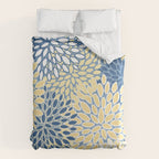 Modern, Flowers Print, Yellow, Blue and White Duvet Cover Gallery Image 6