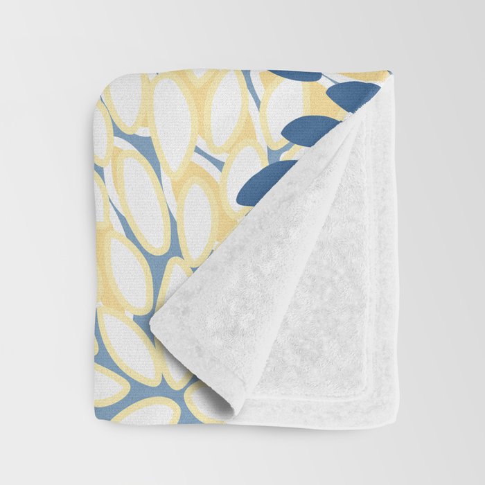Modern, Flowers Print, Yellow, Blue and White Throw Blanket Gallery Image 3