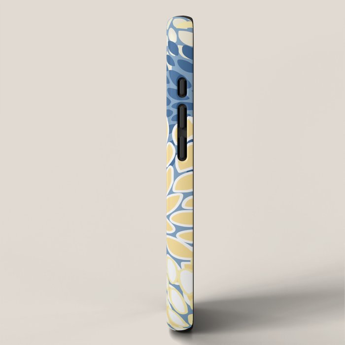 Modern, Flowers Print, Yellow, Blue and White iPhone Case Gallery Image 2