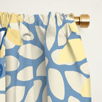 Modern, Flowers Print, Yellow, Blue and White Window Curtain Gallery Image 2