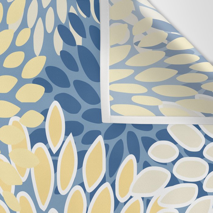 Modern, Flowers Print, Yellow, Blue and White Wall Tapestry Gallery Image 3