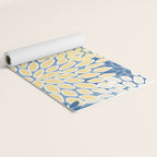 Modern, Flowers Print, Yellow, Blue and White Yoga Mat Gallery Image 2