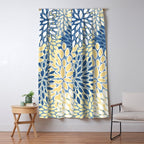 Modern, Flowers Print, Yellow, Blue and White Window Curtain Gallery Image 5