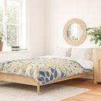 Modern, Flowers Print, Yellow, Blue and White Duvet Cover Gallery Image 2