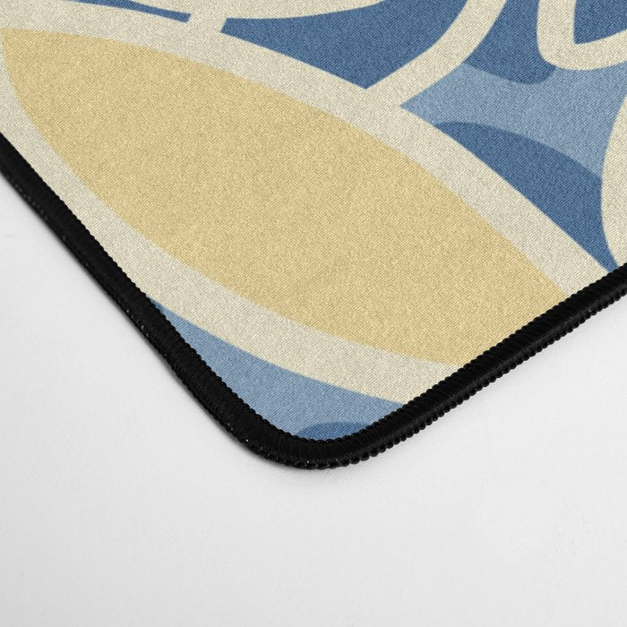 Modern, Flowers Print, Yellow, Blue and White Desk Mat Gallery Image 4