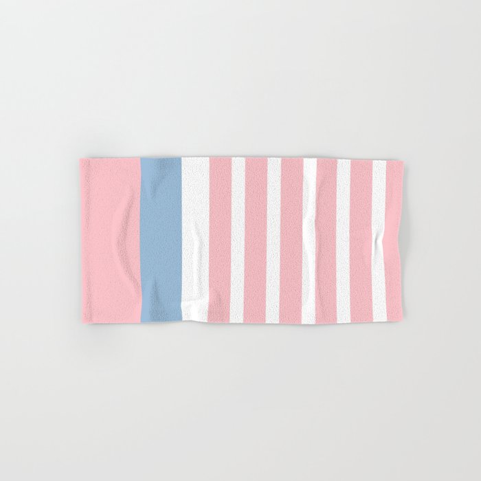 Pastel Pink Mixed Stripe Pattern with Light Blue and White Bath Towel Gallery Image 1