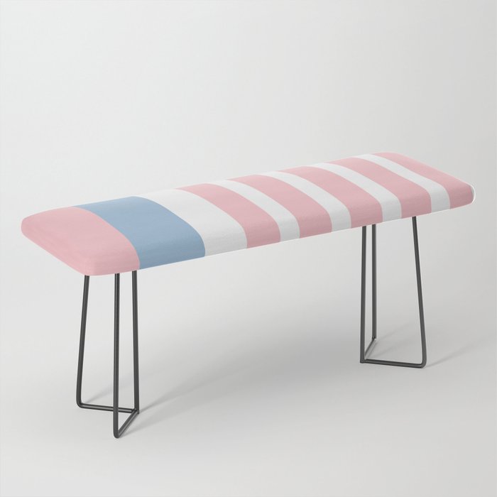 Pastel Pink Mixed Stripe Pattern with Light Blue and White Bench Gallery Image 1
