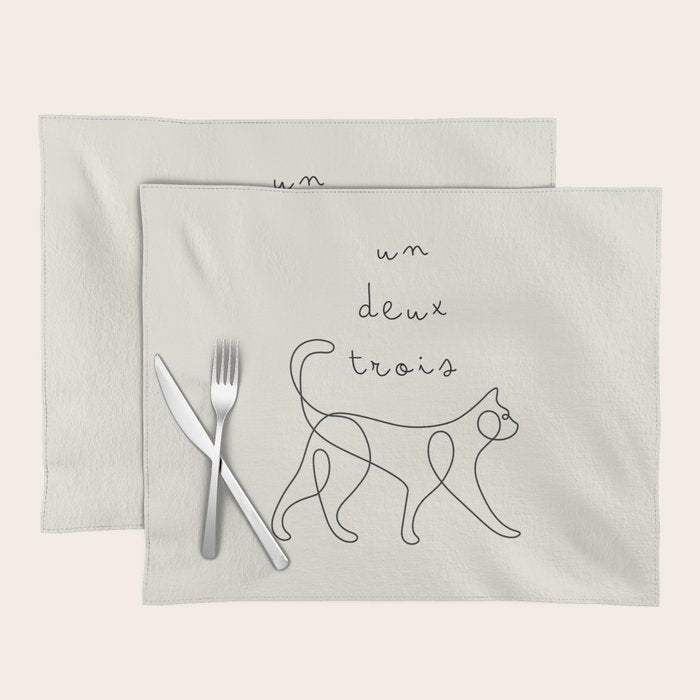 Un Deux Trois Cat / Minimalist Line Drawing Placemat Gallery Image 1
