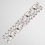 Woof endless love // white background red hearts continuous lined pair of dog breeds Table Runner Gallery Image 3
