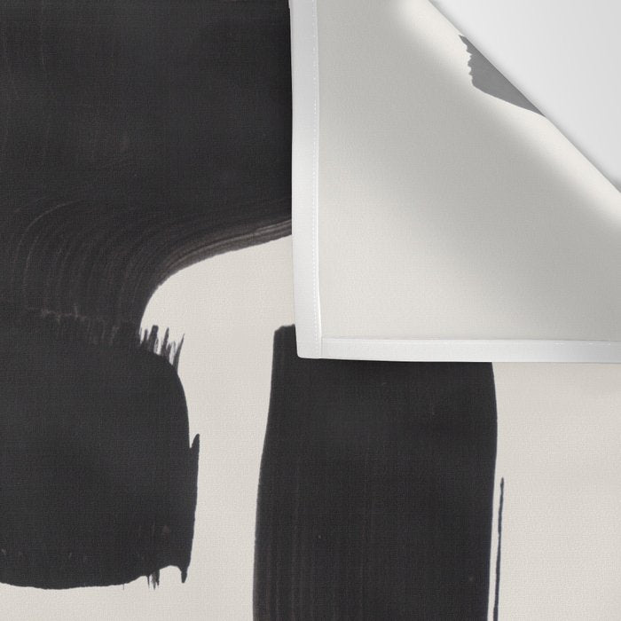 Mid Century Modern Minimalist Abstract Art Brush Strokes Black & White Ink Art Shapes Wall Tapestry Gallery Image 3