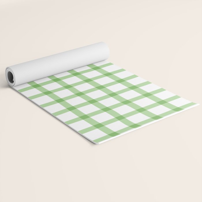 Green geometric plaid gingham pattern Yoga Mat Gallery Image 2